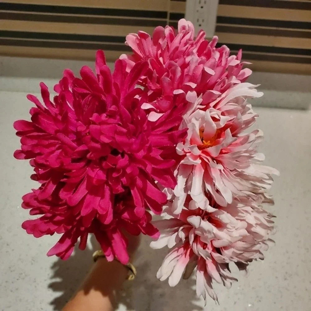 Ikea Faux Flowers 6 Pink Mums Botanical Boho Home Decor Work Feminine Nursery